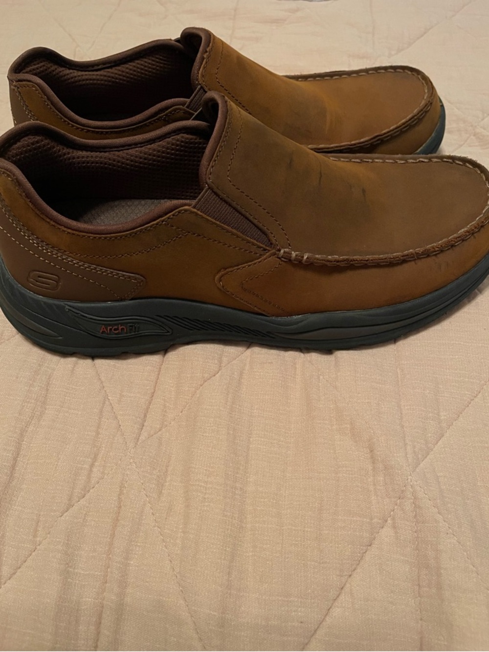 Skechers Brown Leather Slip-On Arch Fit Loafer